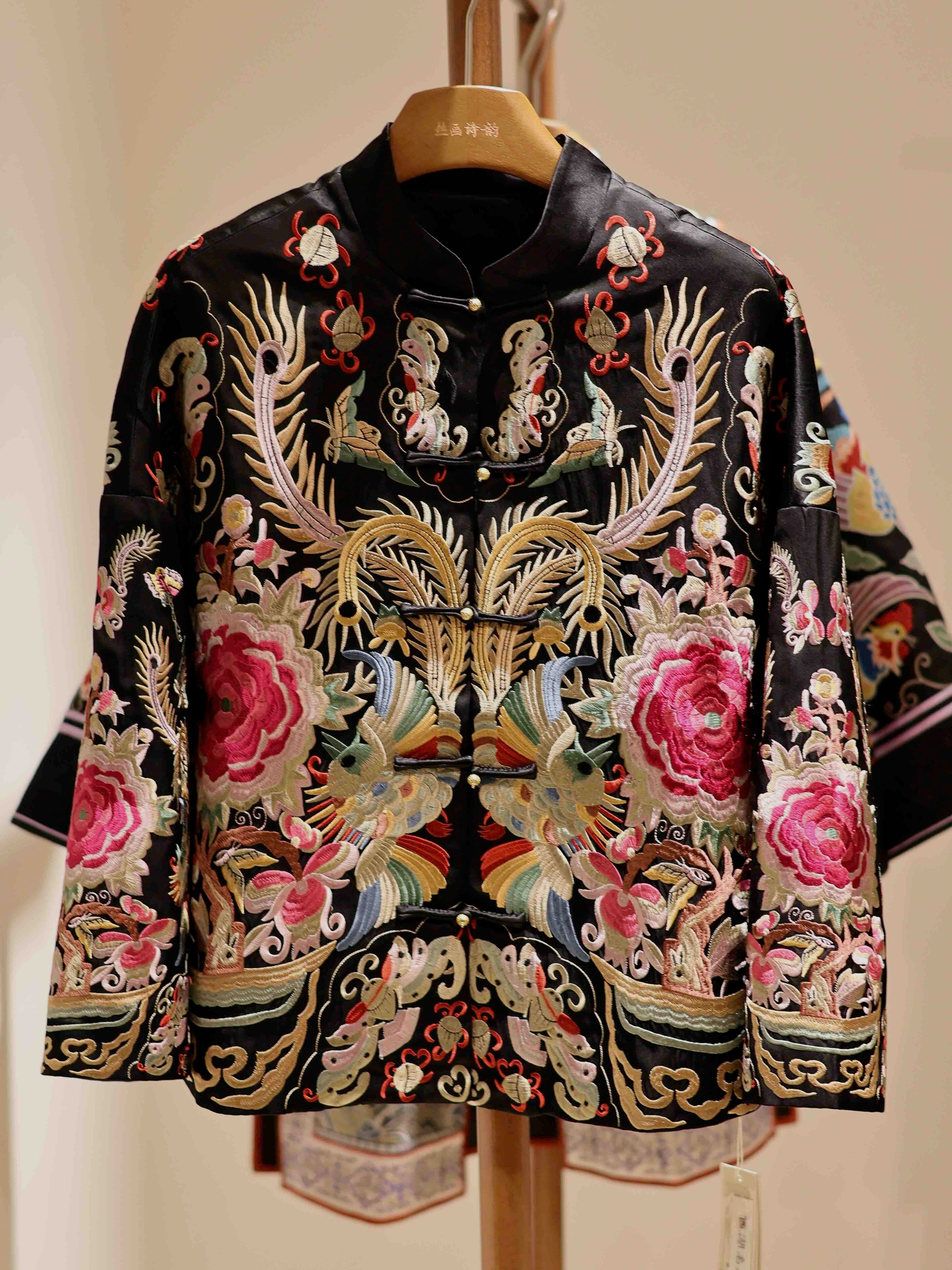 Heavy Embroidery Satin Silk Coat