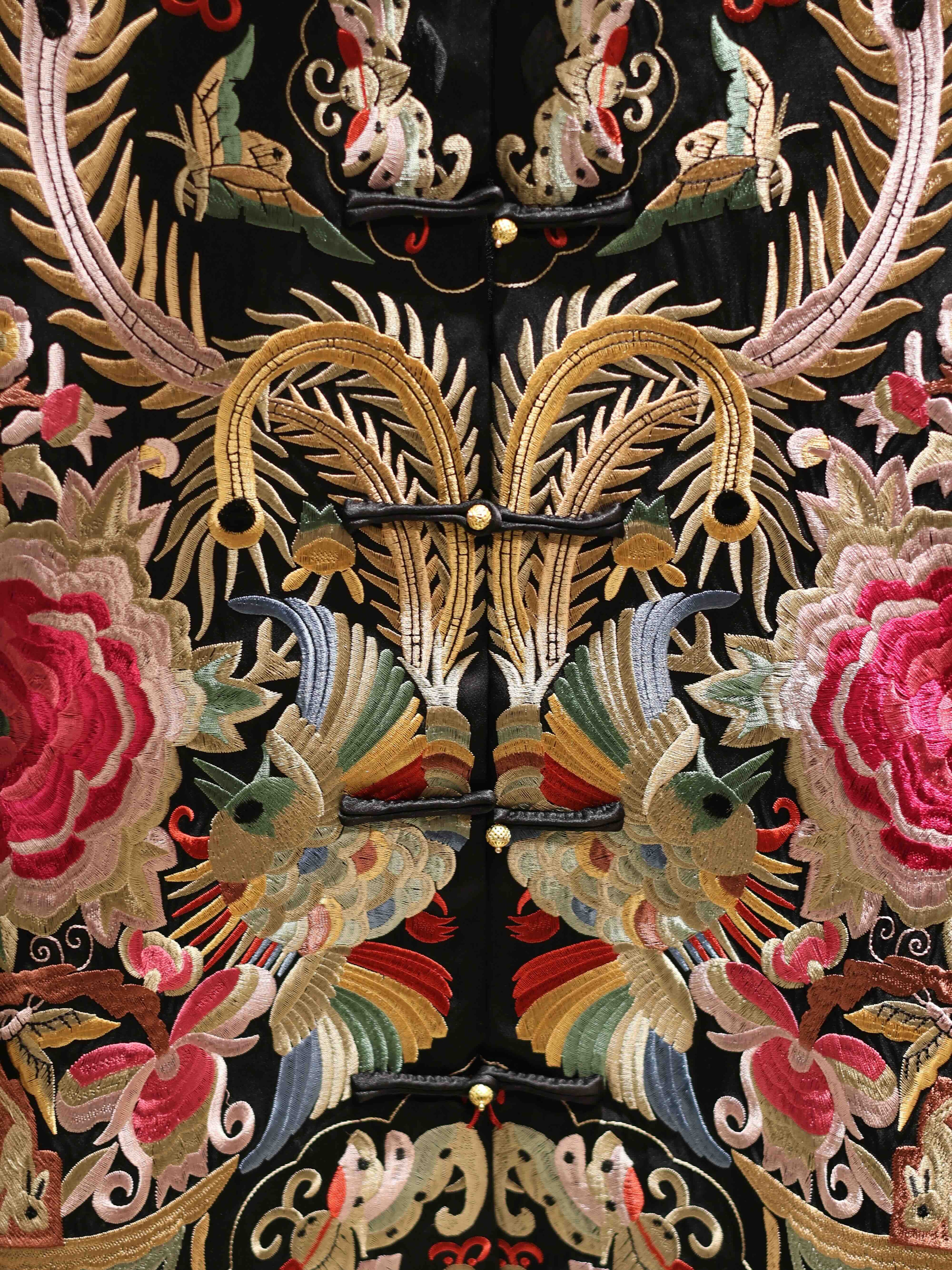 Heavy Embroidery Satin Silk Coat