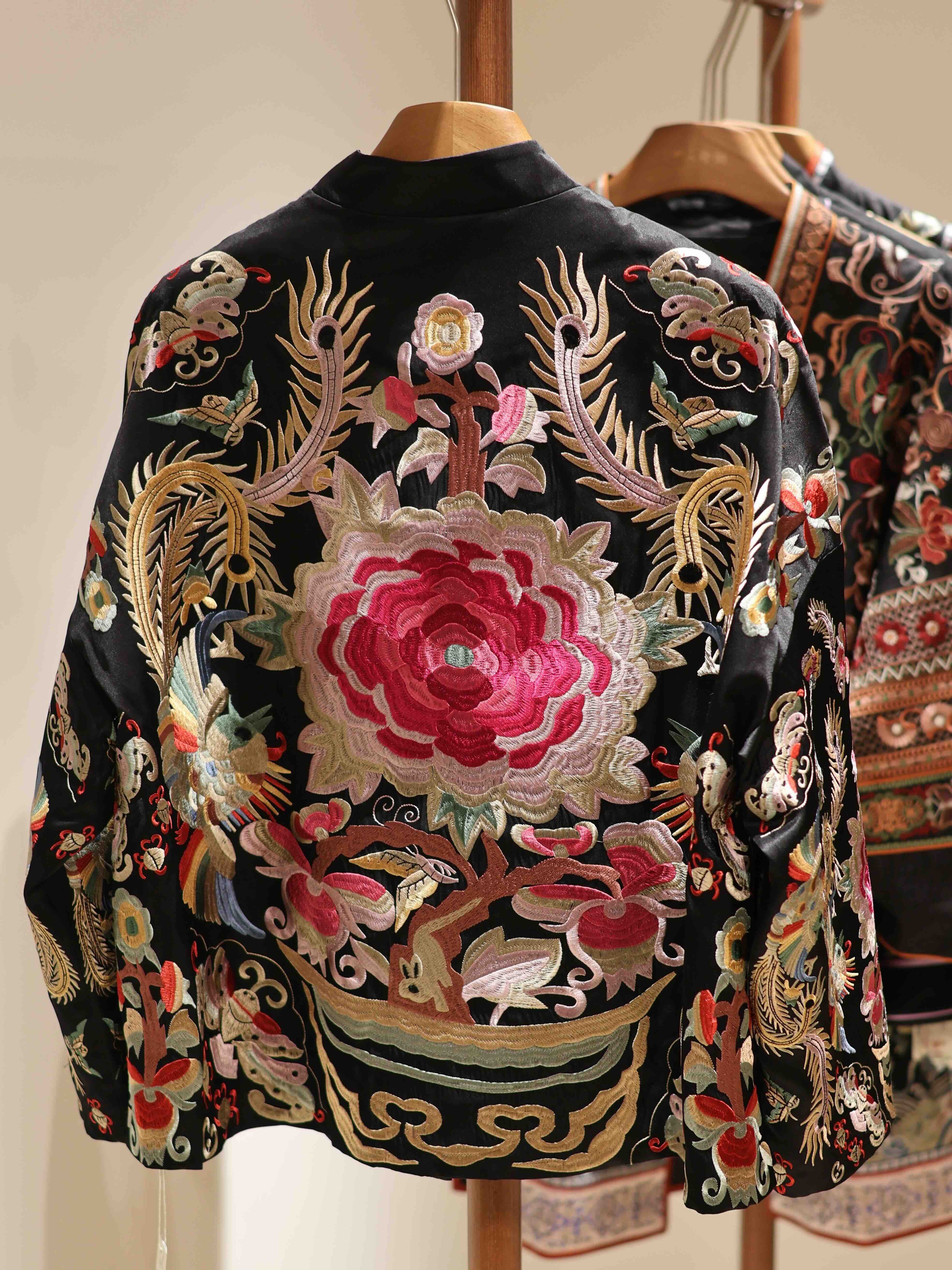 Heavy Embroidery Satin Silk Coat