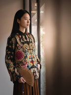 Heavy Embroidery Satin Silk Coat