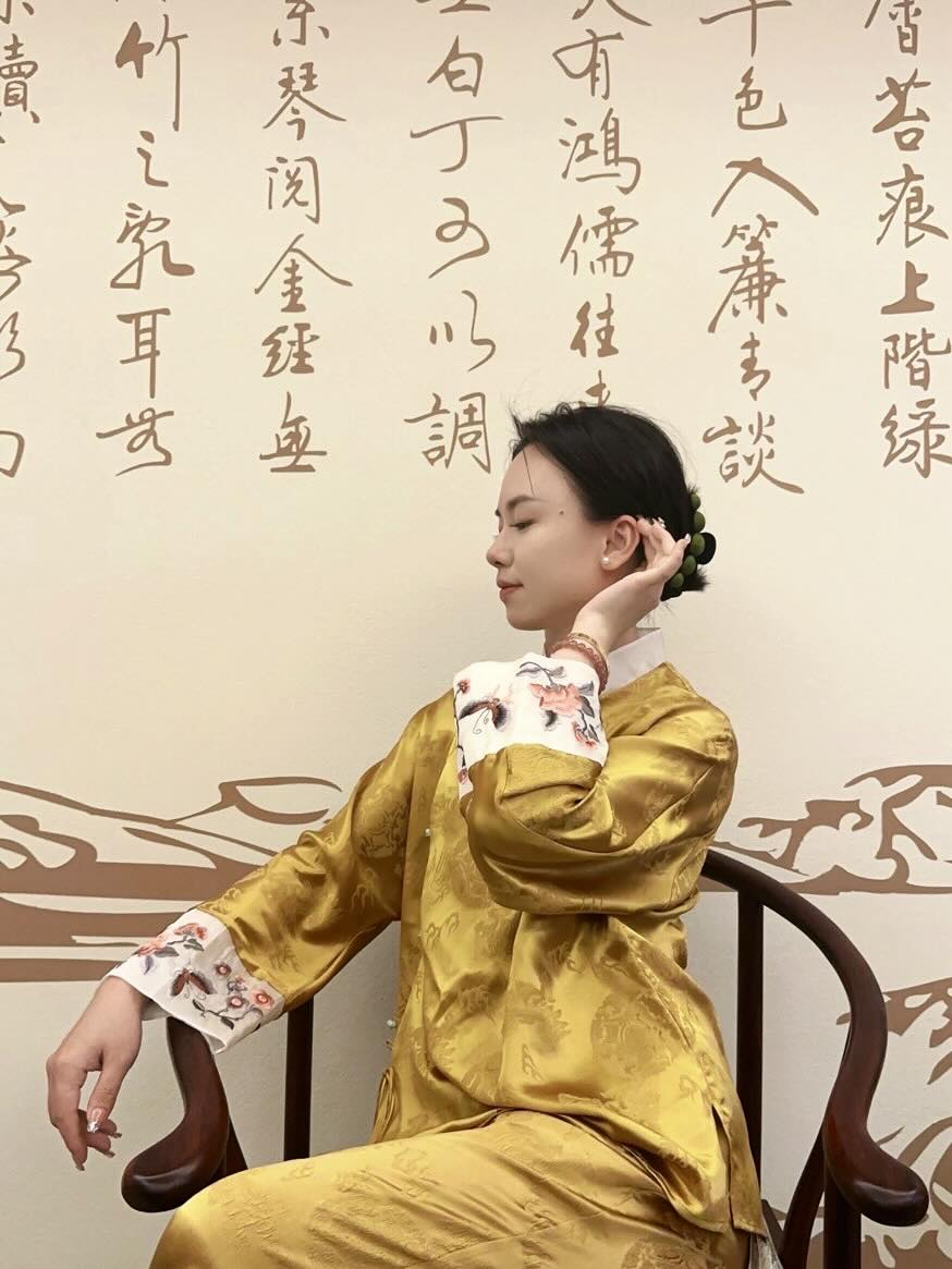 Floral Embroidery Silk Blouse