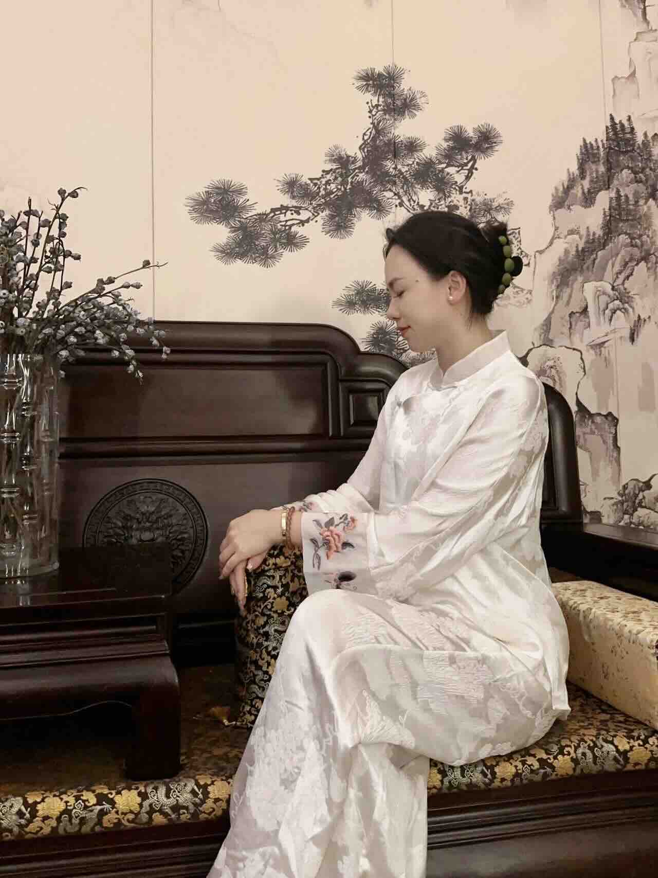 Floral Embroidery Silk Blouse