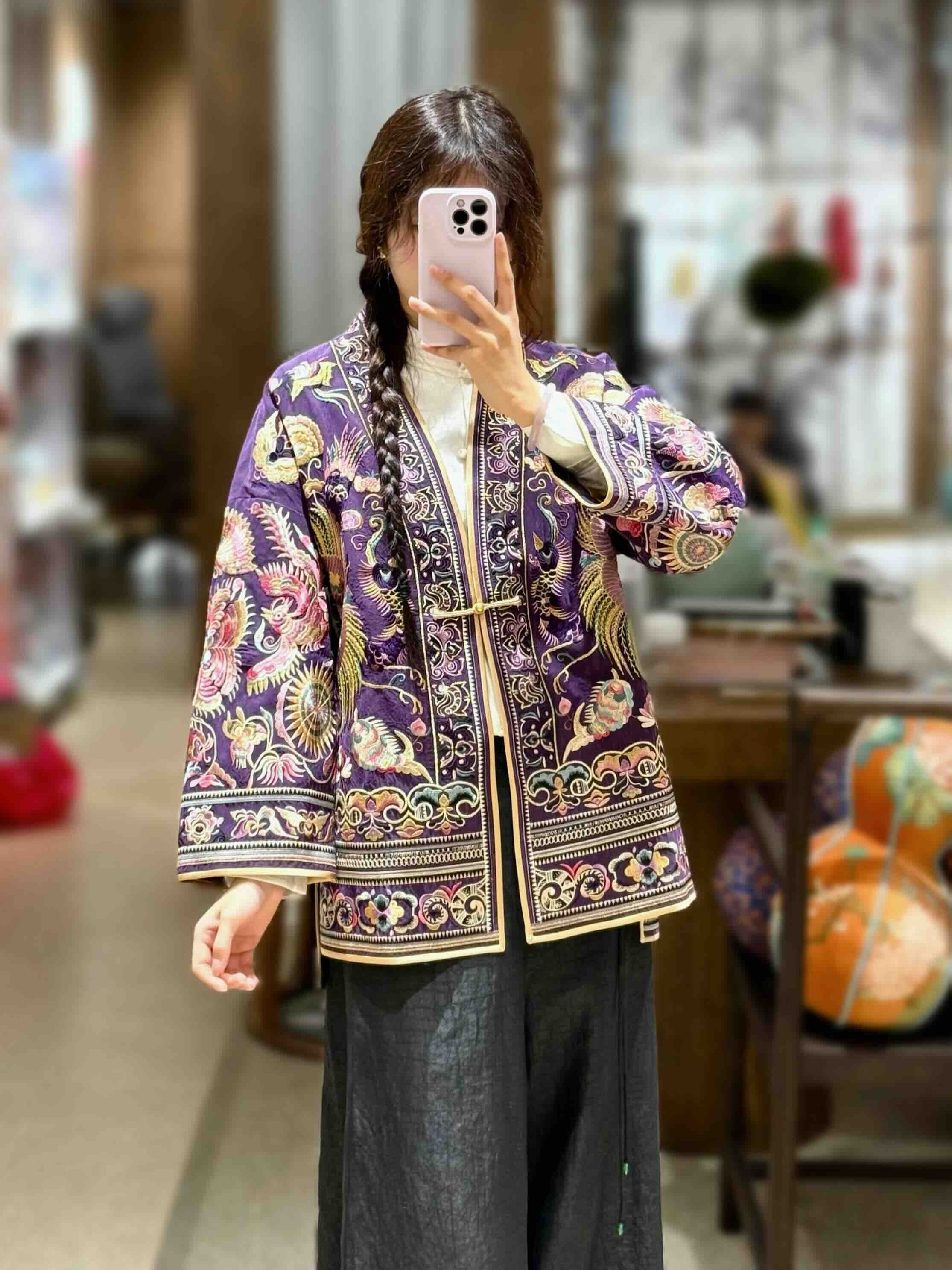 Phenix & Floral Embroidery, Xiangyunsha Silk Coat